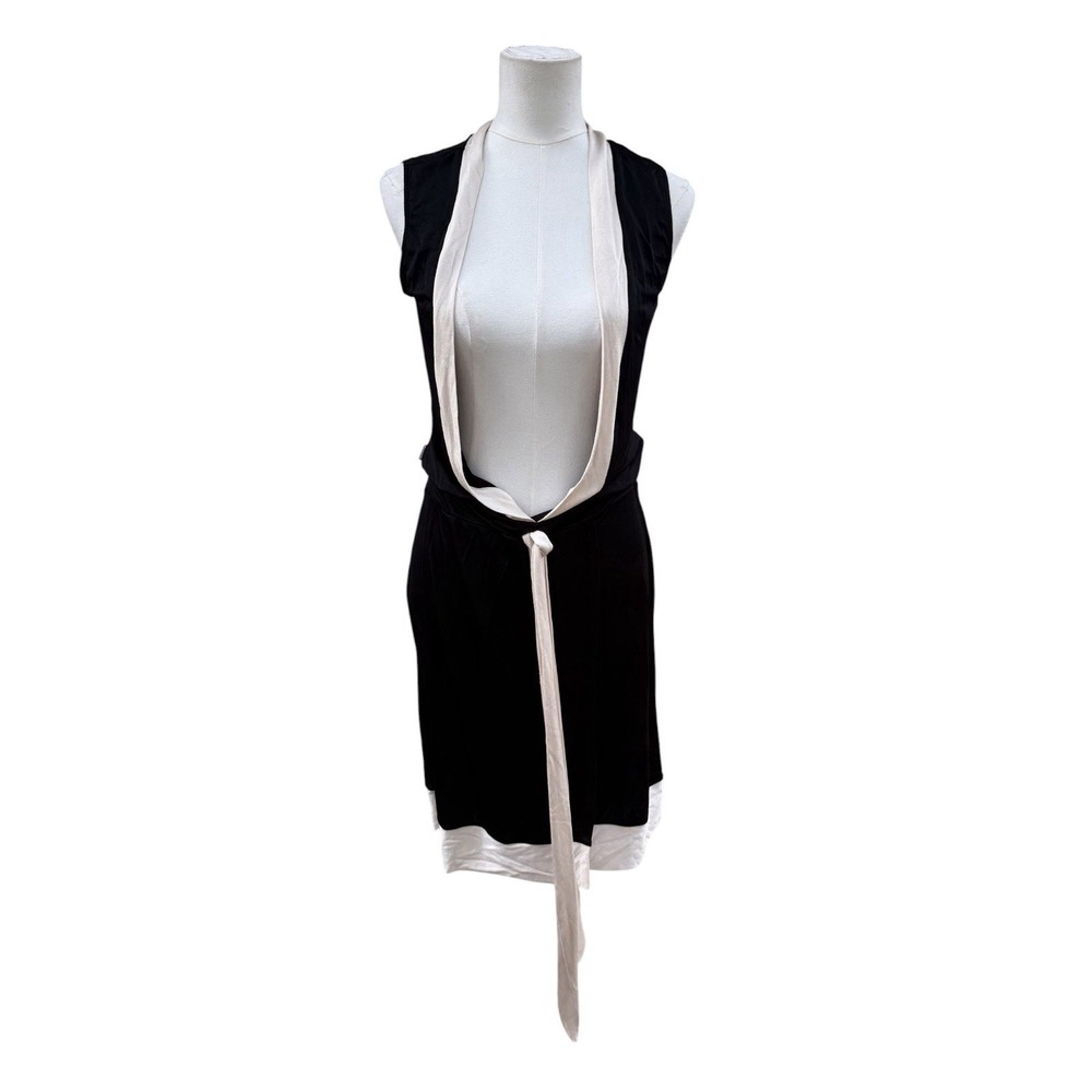 Moschino Jeans Black Tie Front Sleeveless Tunic Dress Cover Up Womens 8 Y2K 2000